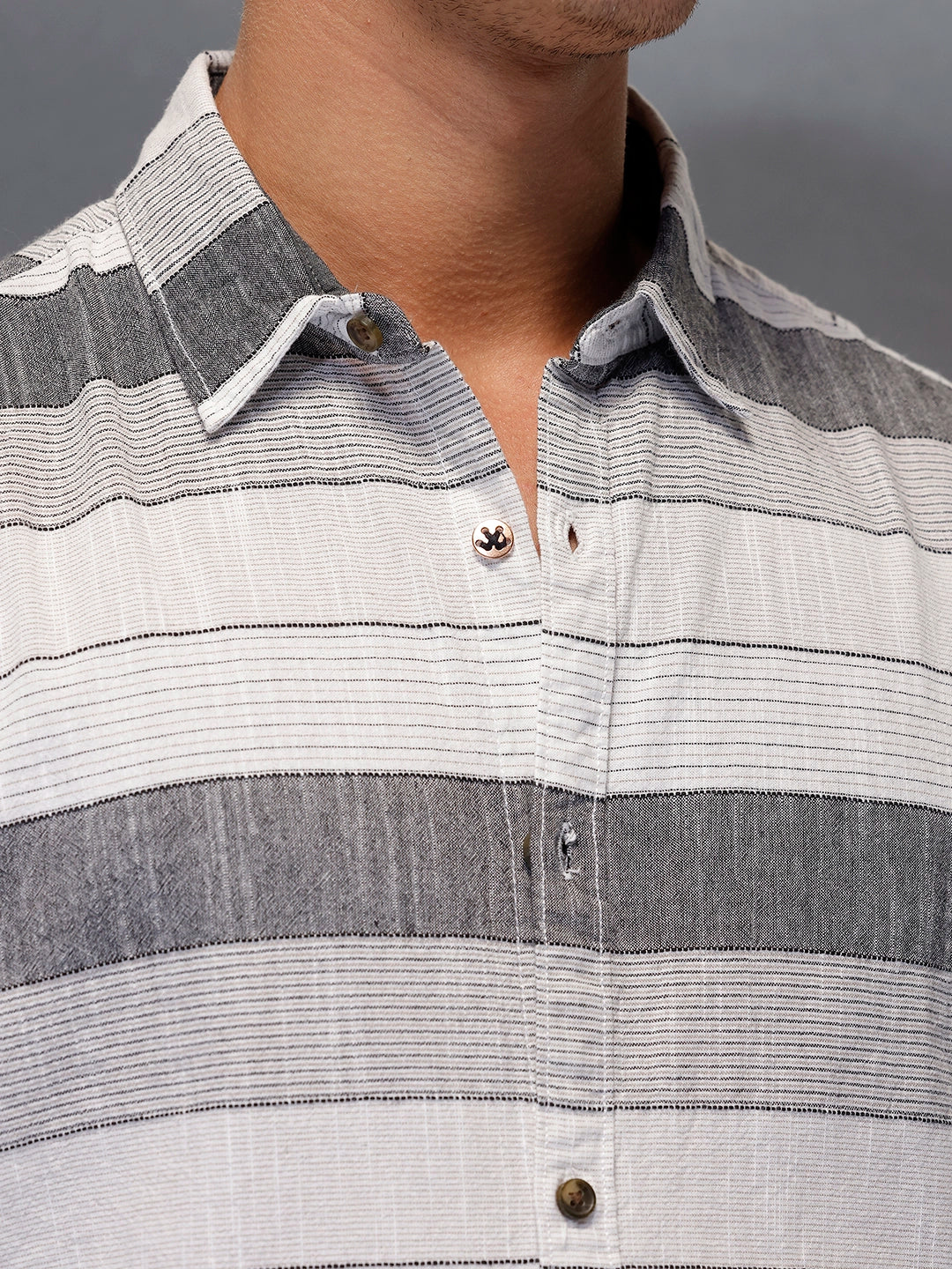 Men's Casual Striped Shirt   |  Off White