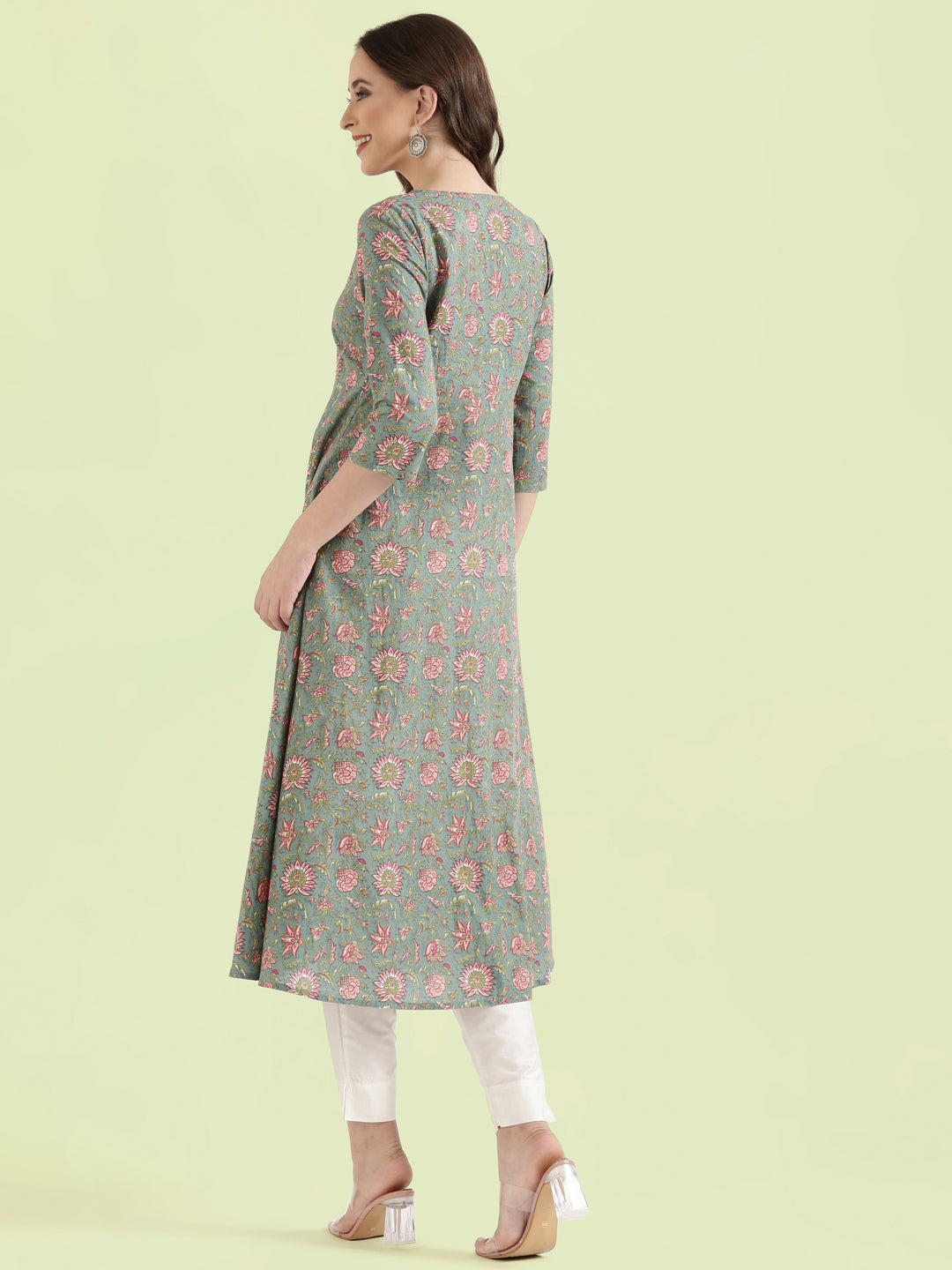 Cotton Floral Print Anarkali Kurta