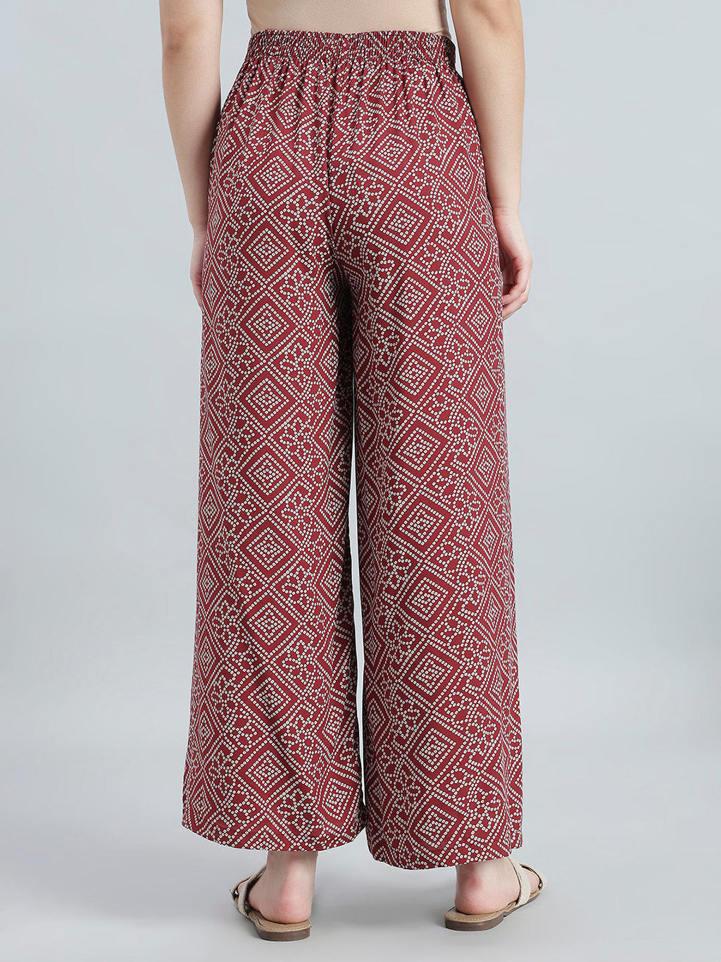 Red Woven Viscose Printed Palazzo