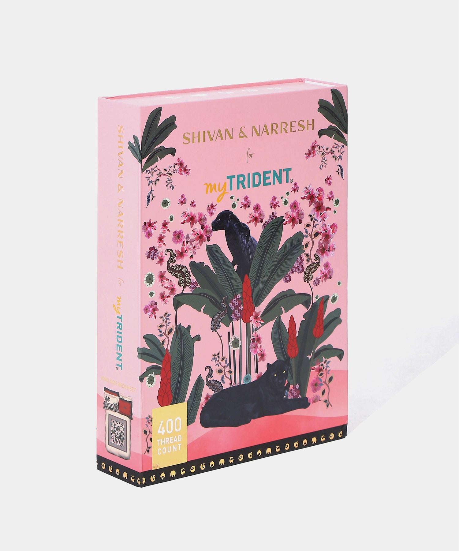 Shivan & Narresh King Bedsheet Set, Palmera |400TC Cotton|4 pillow covers