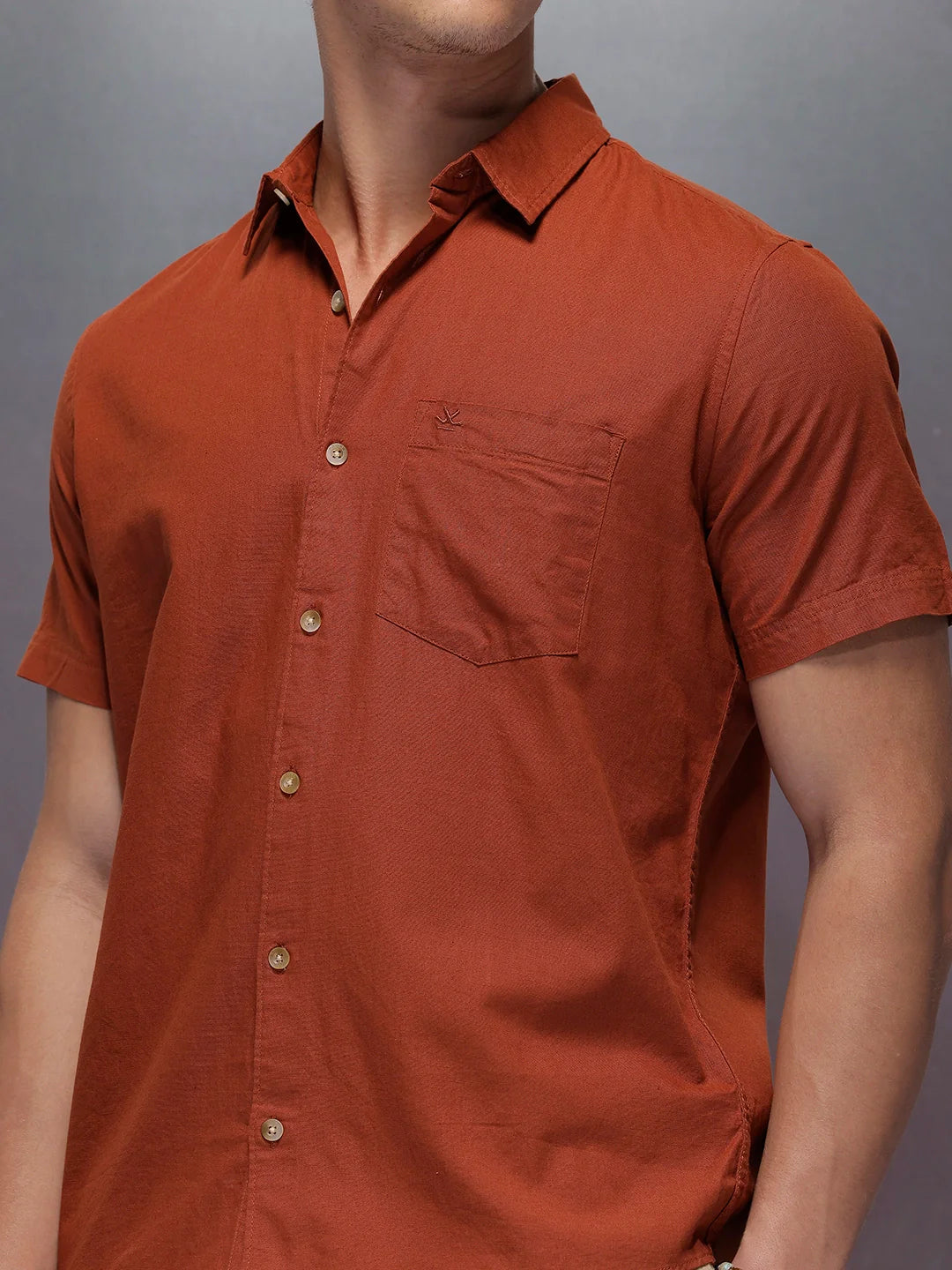 Men's Casual Regular Fit Shirt   |  Brown
