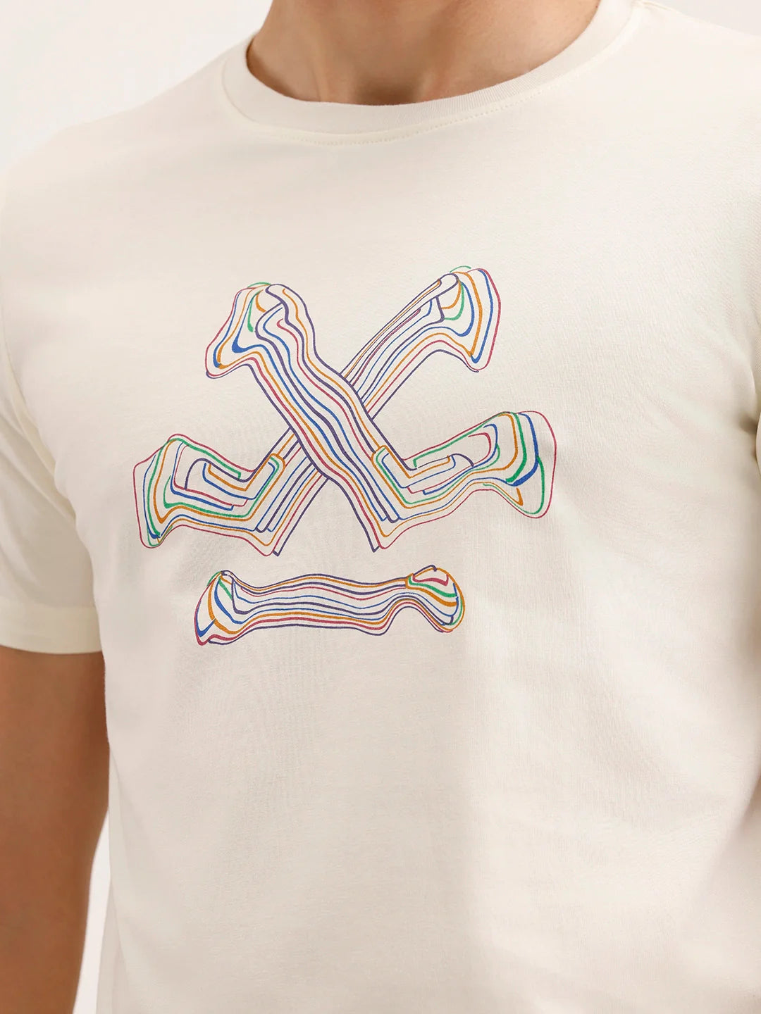 Slim Fit Placement Printed T-Shirt | Off White