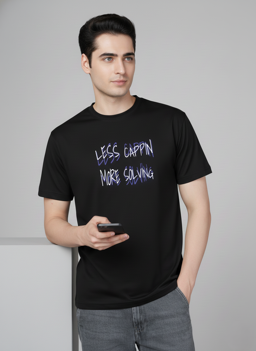 Men Cotton Black Printed Tshirt