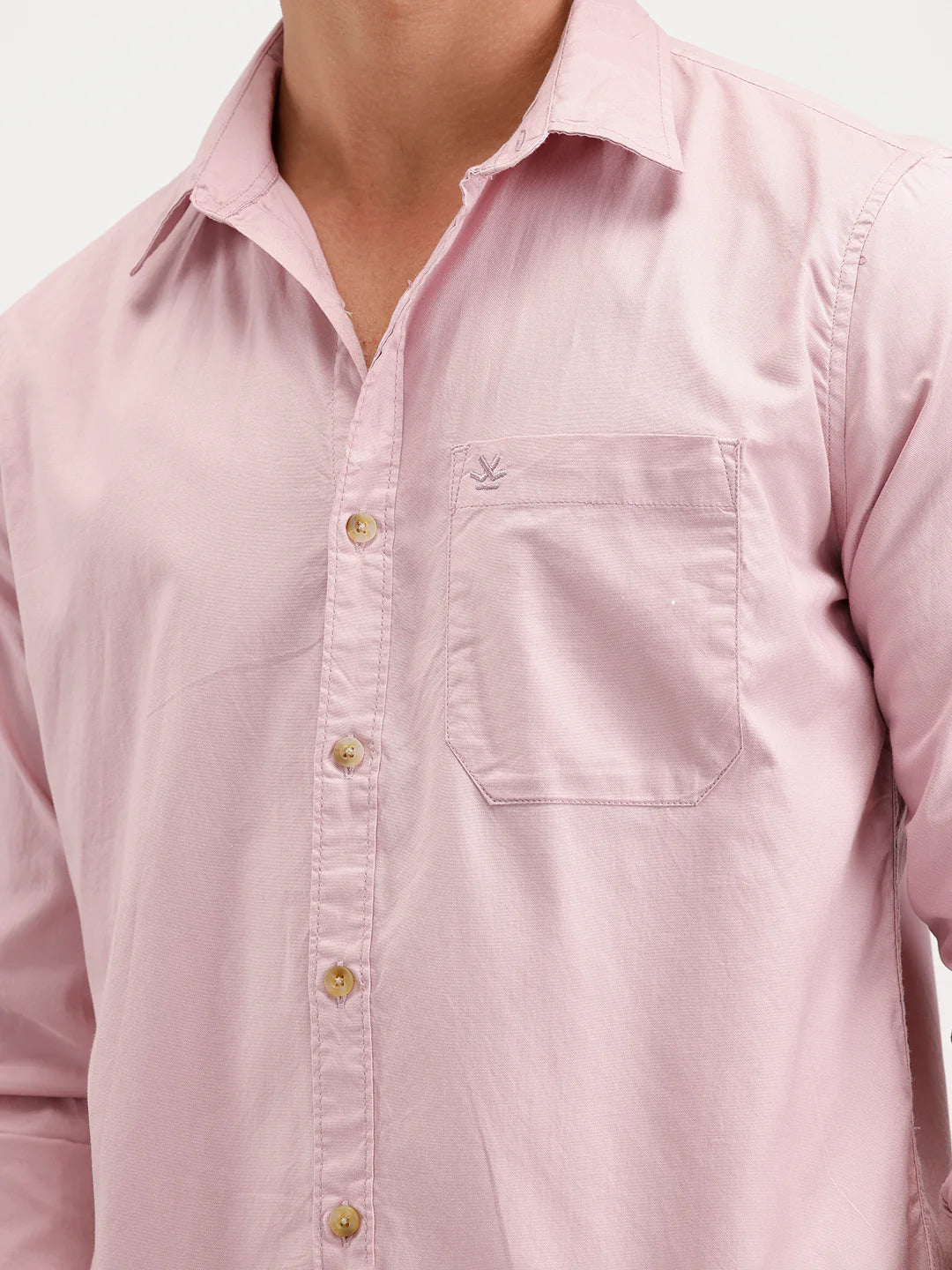 Solid Slim Fit Full Sleeve Shirt  | Pink