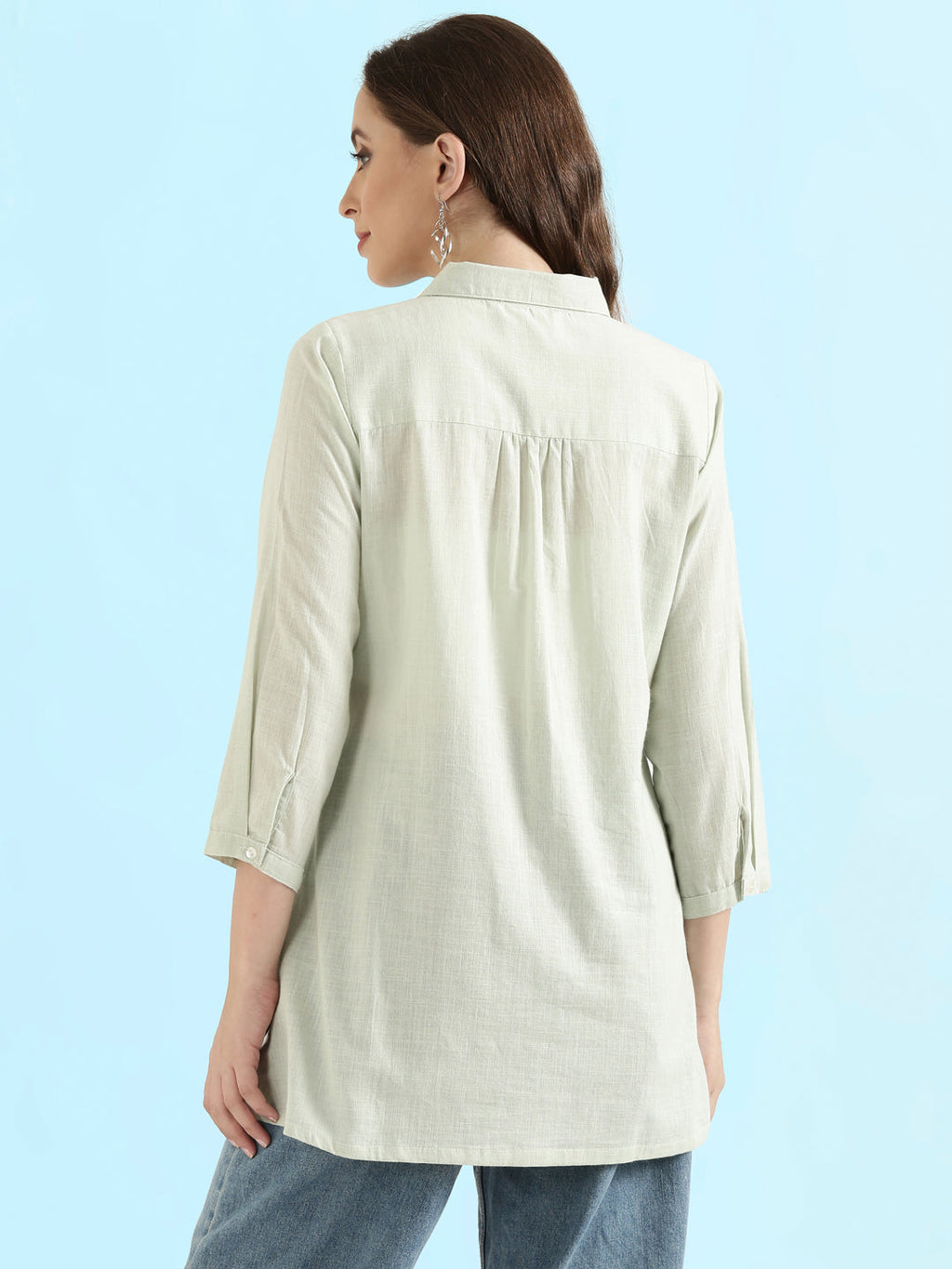 Cotton Thread Embroidered Classic Collar Blouse