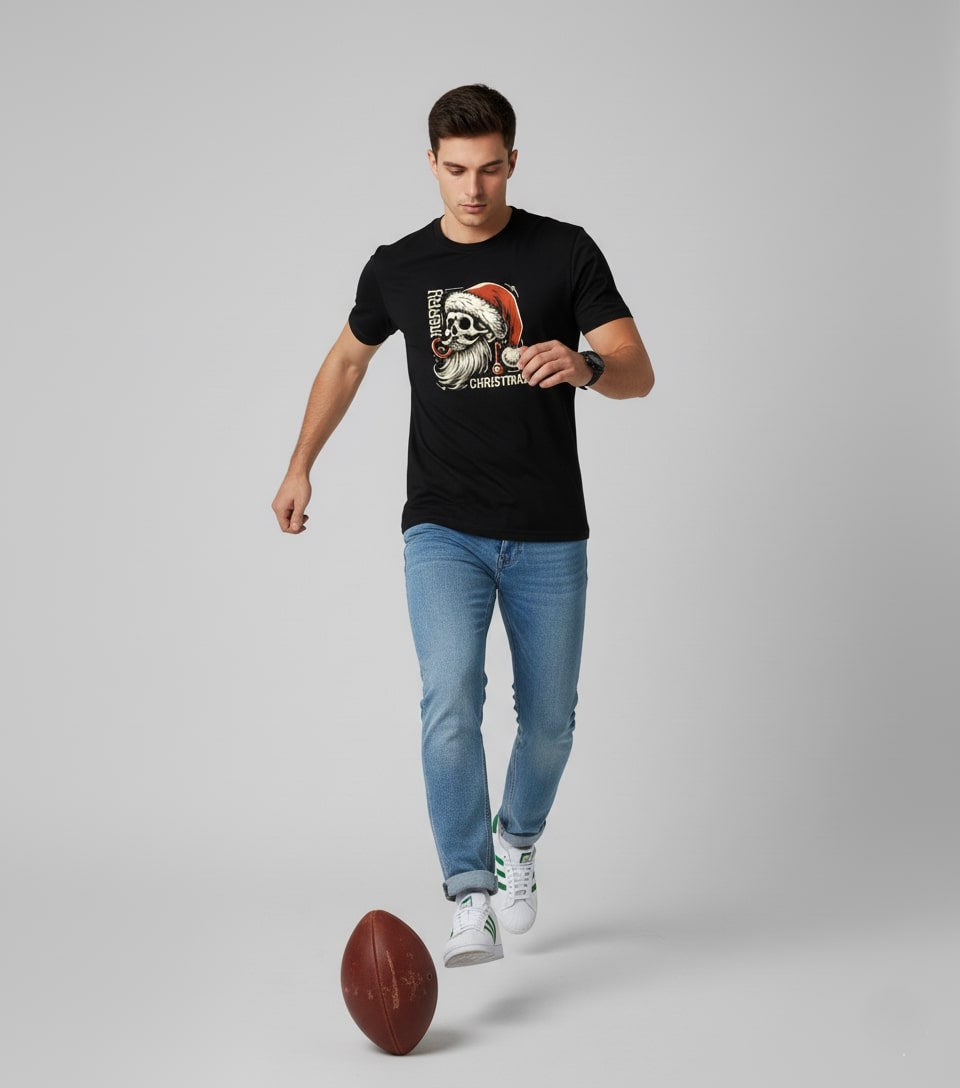 Men Printed Black Cotton Tshirt