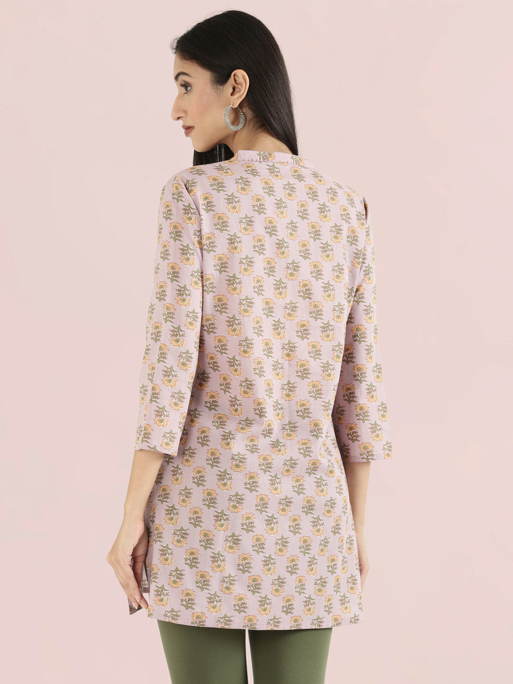 Cotton Sunflower Block Print Short Kurti
