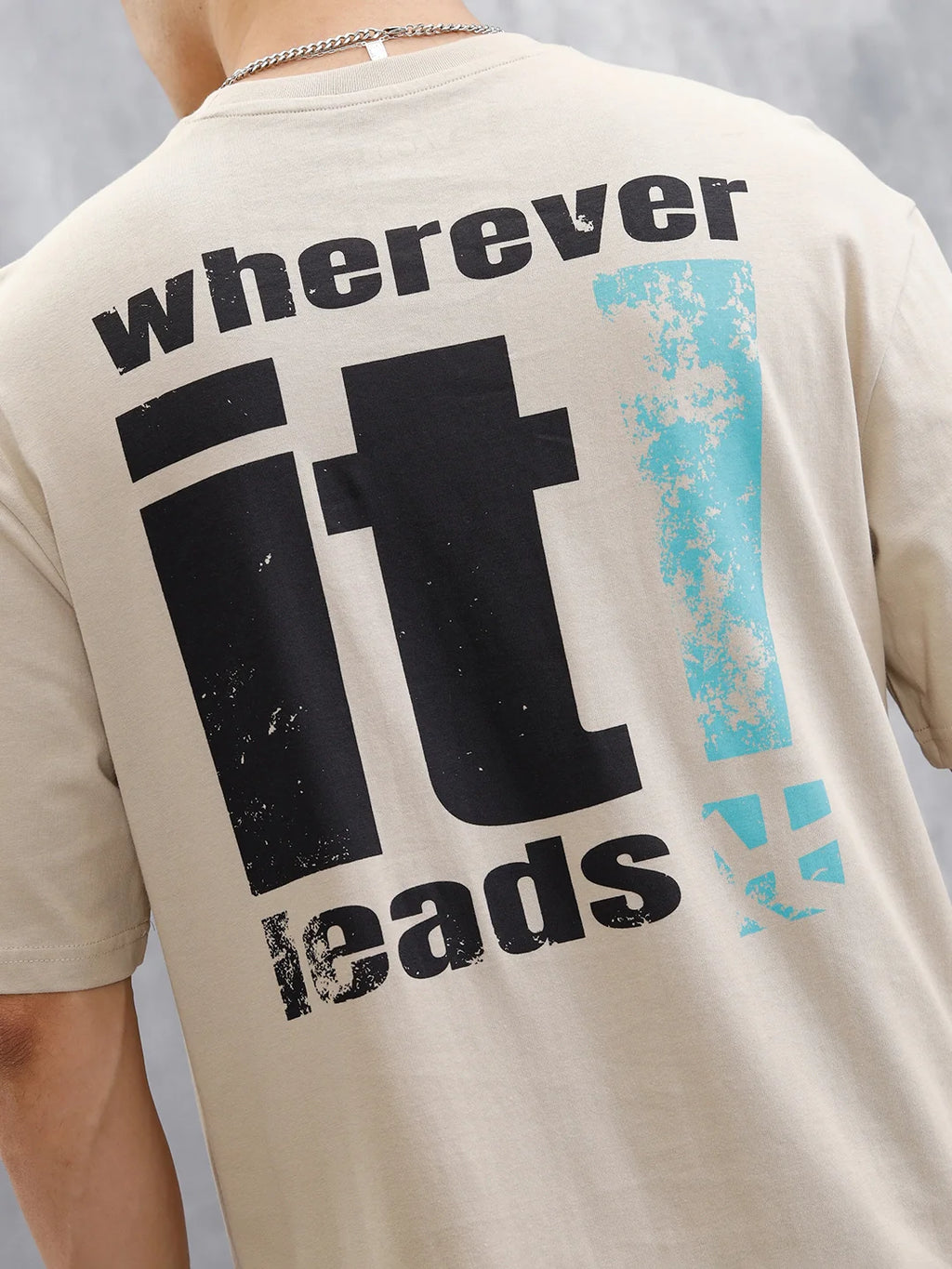Back Printed Oversized T-Shirt | Beige