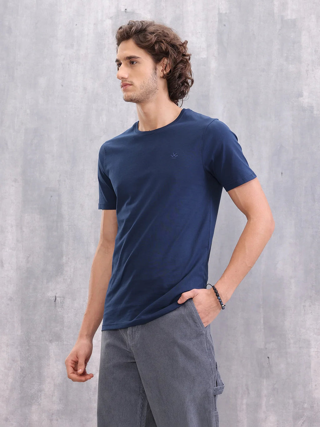 Solid Slim Fit T-Shirt  | Navy Blue