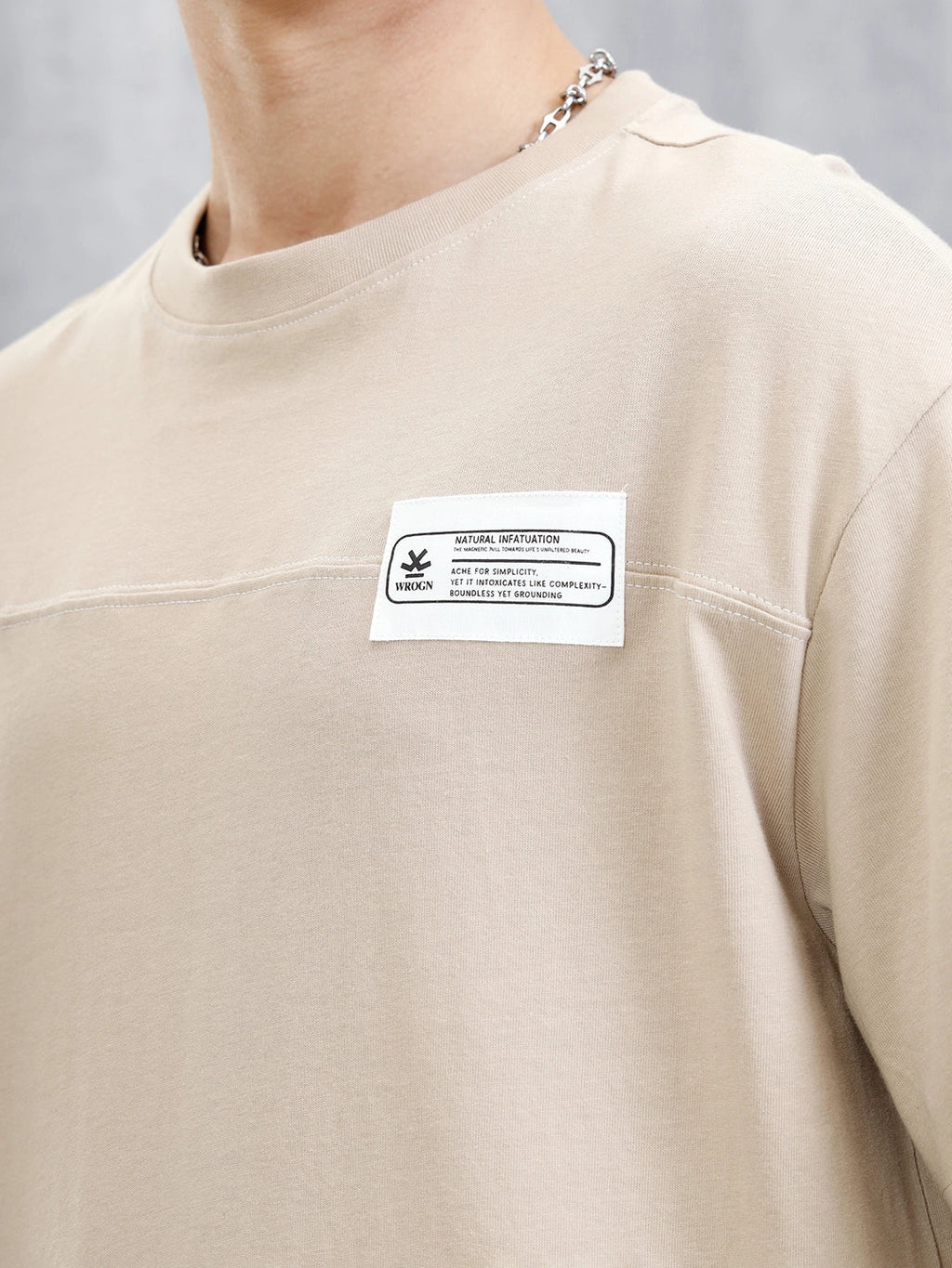 Solid Patch Detail T-Shirt | Khaki