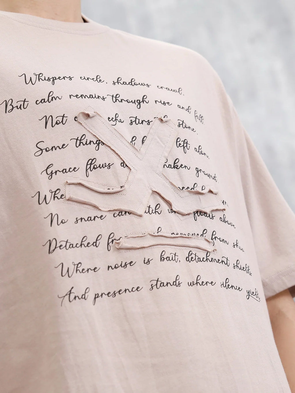 Embroidered Logo Oversized T-Shirt | Beige