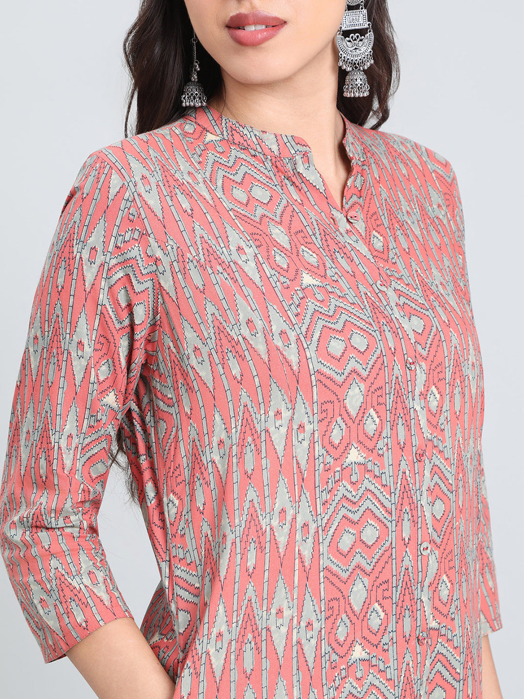 Viscose Ikat-Inspired A-Line Kurta