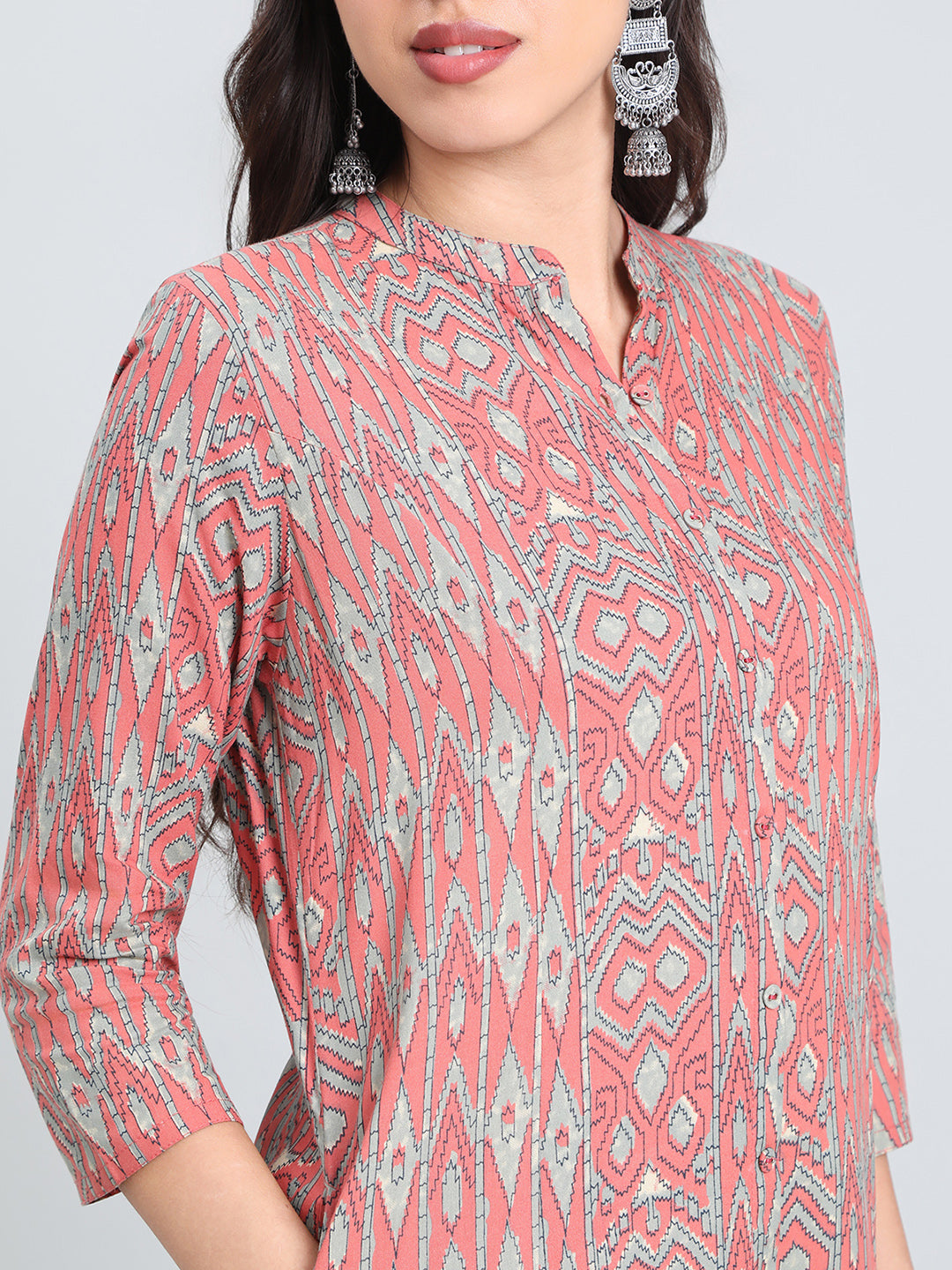 Viscose Ikat-Inspired A-Line Kurta