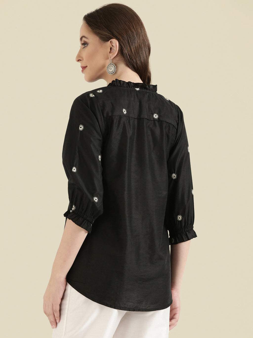 Viscose Zari Embroidery Frill Collar Festive Blouse