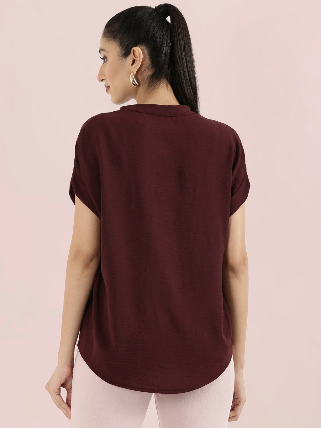 Mandarin Collar Textured Blouse