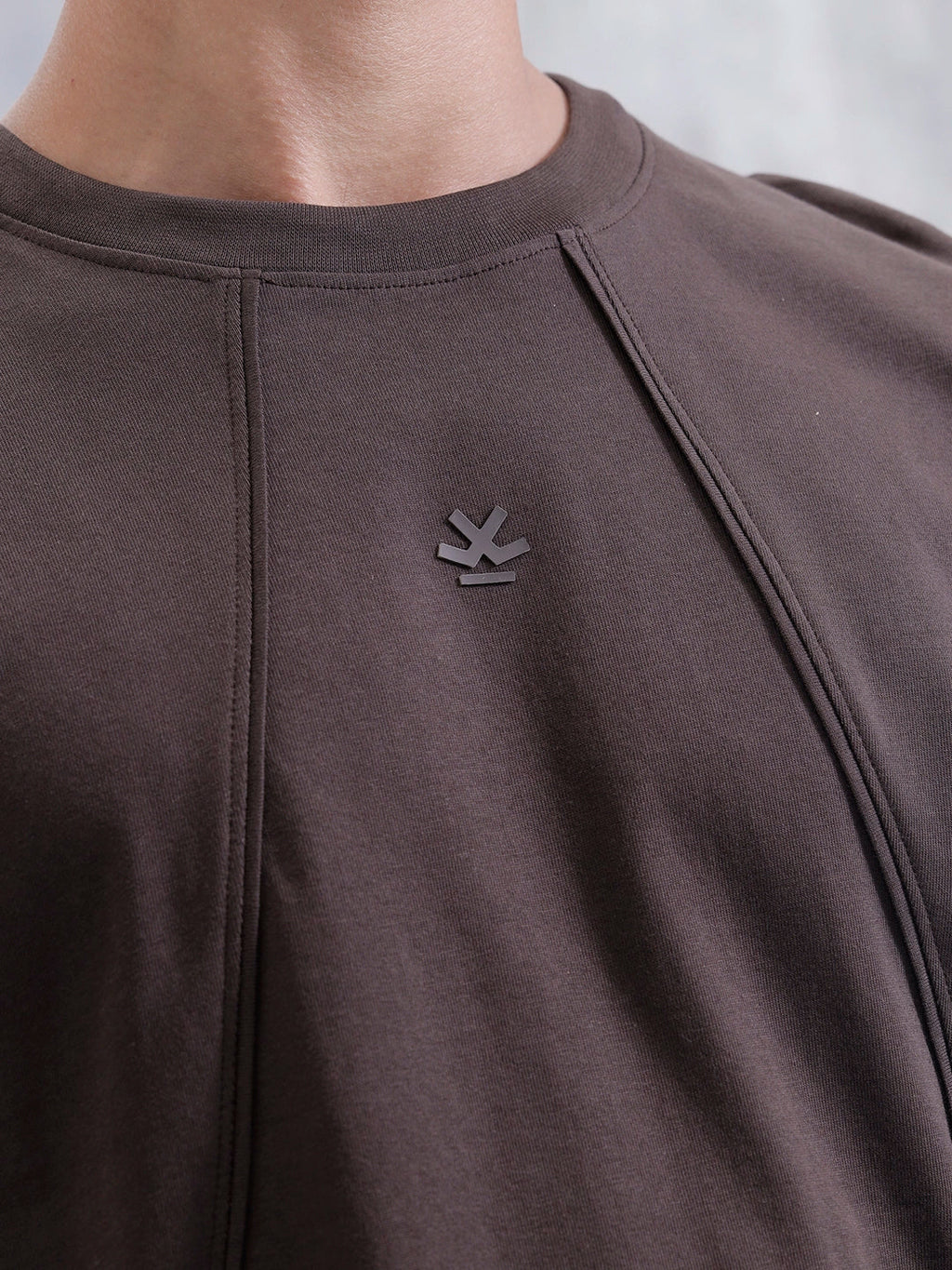 Men Solid Comfort Fit Tshirt With Pipping Detail | Dark Brown