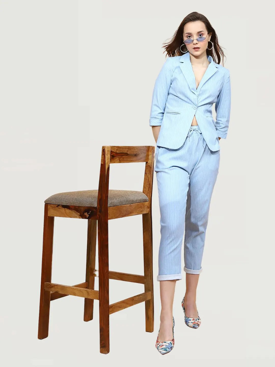 Sky Blue Cotton Regular Fit Lower