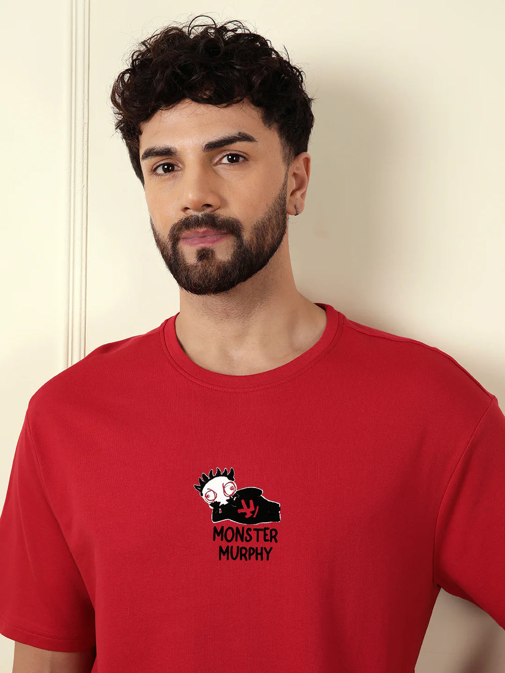 Heavy GSM Printed Monster T-Shirt | Red