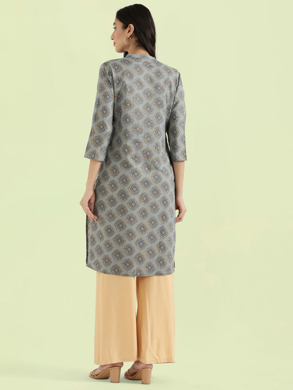 Cotton Medallion Print Straight Kurta
