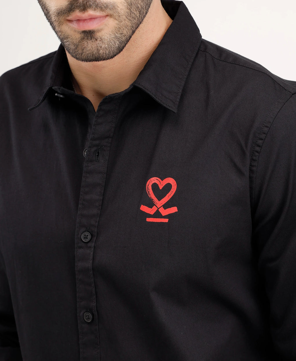 Slim Fit Placement Printed Shirt | Black