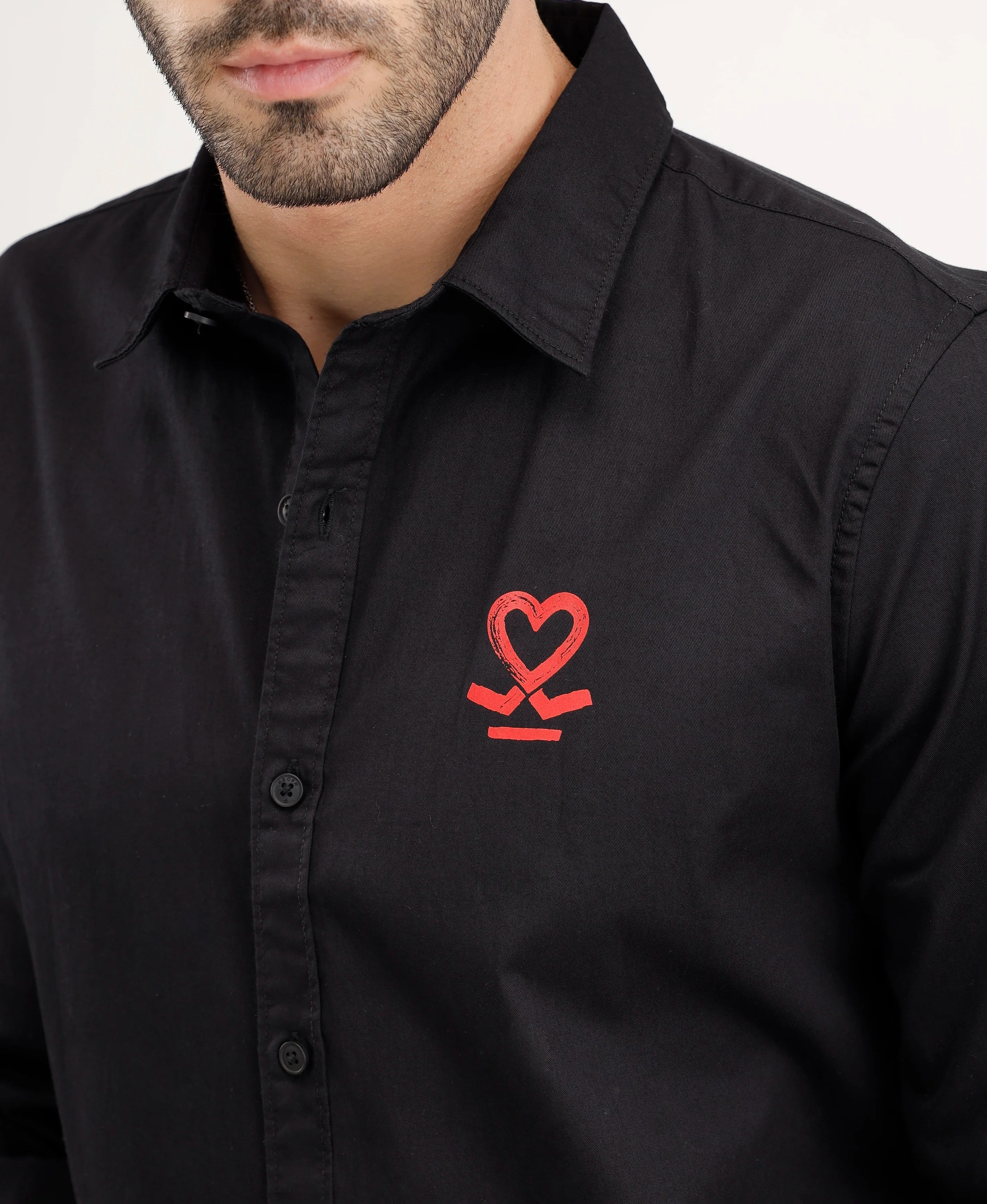 Slim Fit Placement Printed Shirt | Black