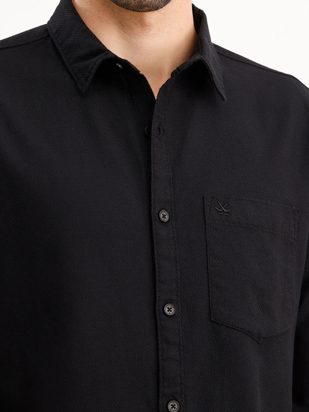 Textured Regular Fit Shirt | Black