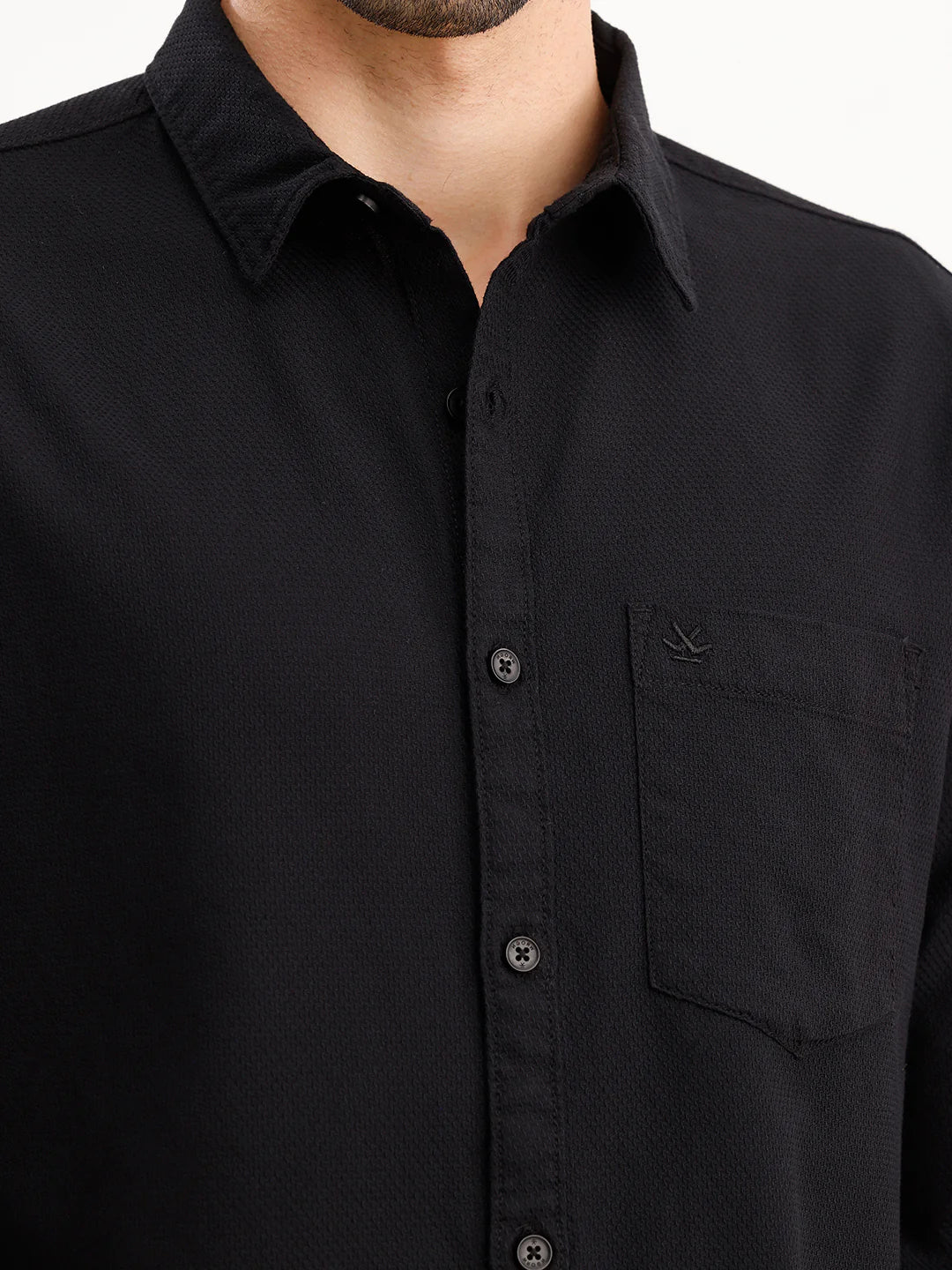 Textured Regular Fit Shirt | Black
