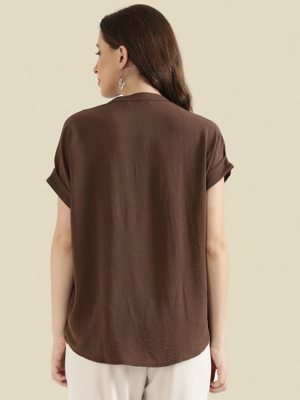 Mandarin Collar Textured Blouse