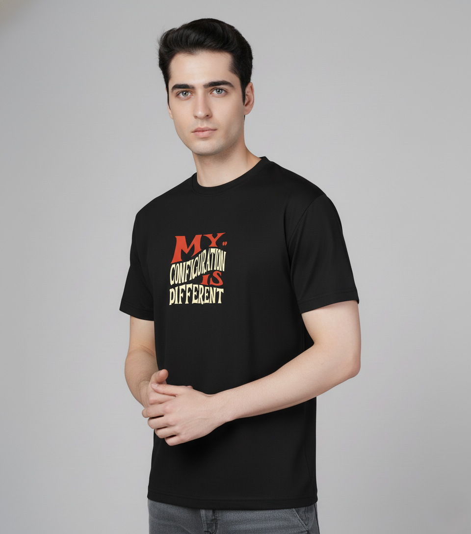 Men Cotton Black Printed Tshirt