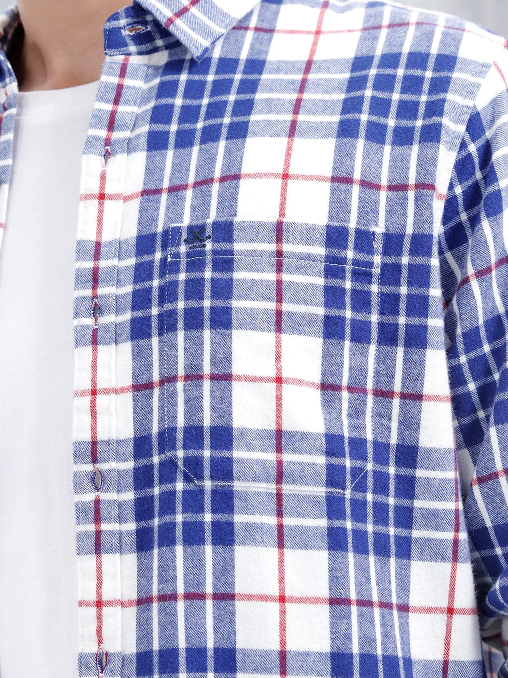 Men's Casual Checkered Pattern Regular Fit Shirt | Navy Blue