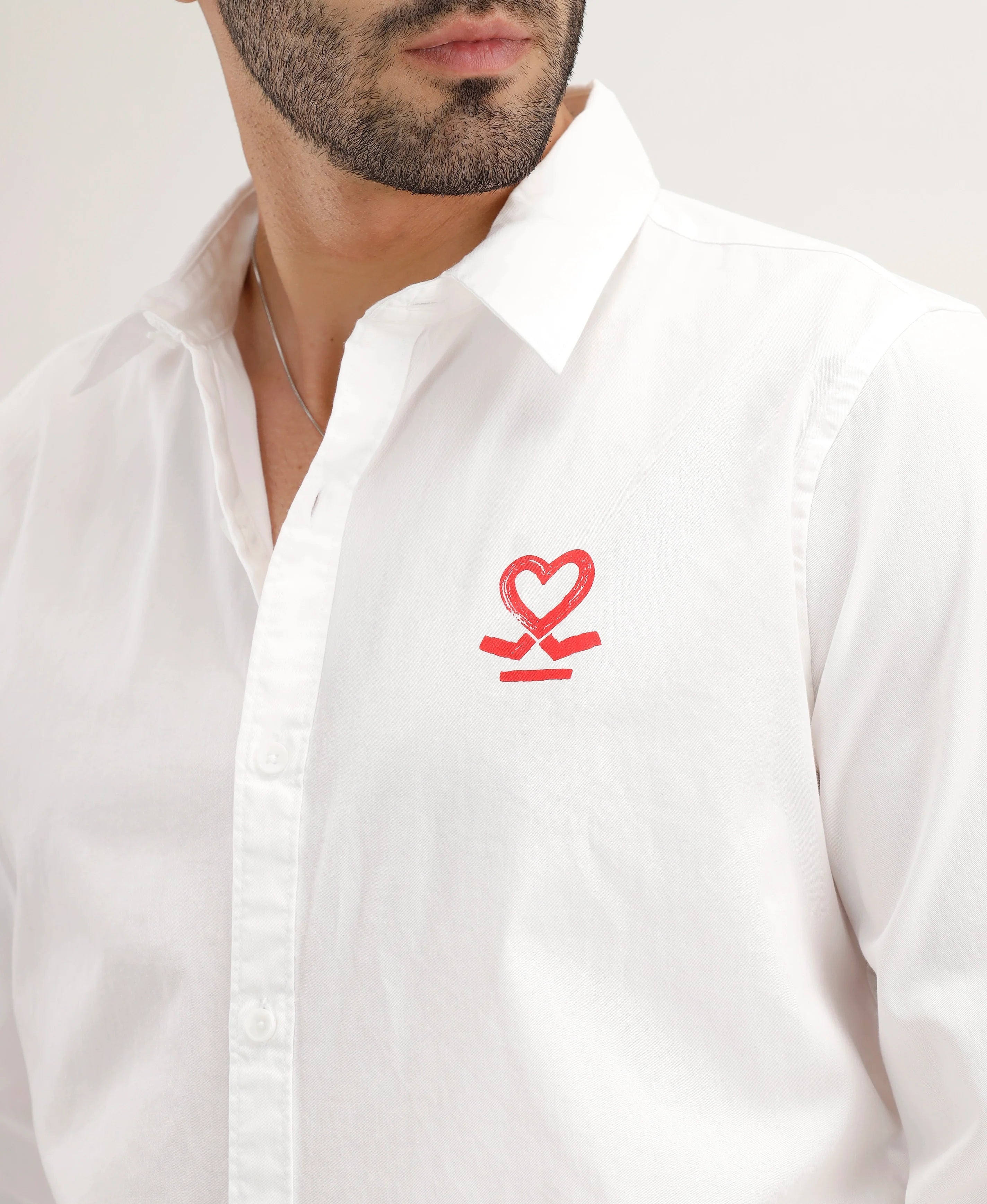 Slim Fit Placement Printed Shirt | White