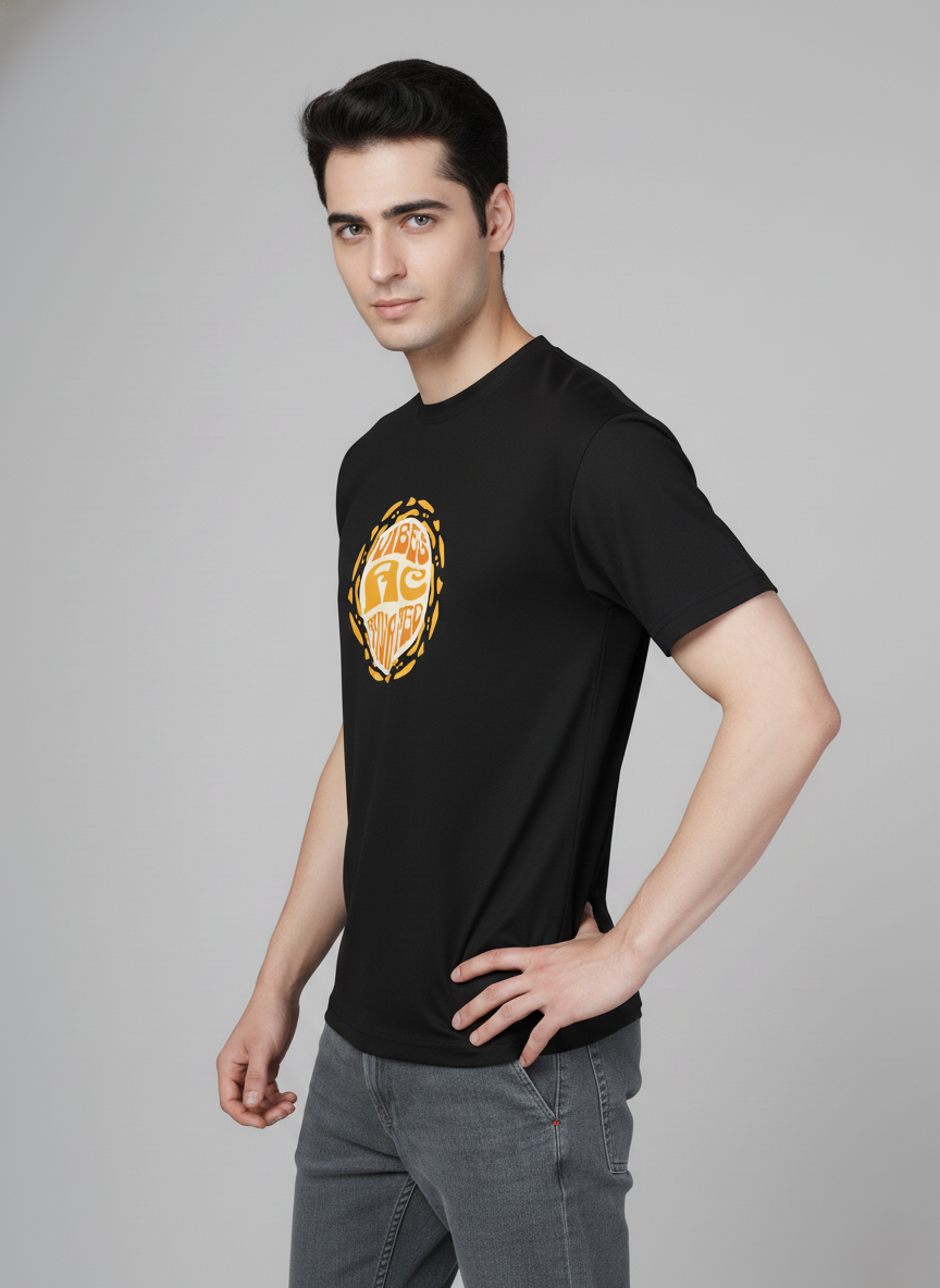 Men Cotton Black Printed Tshirt