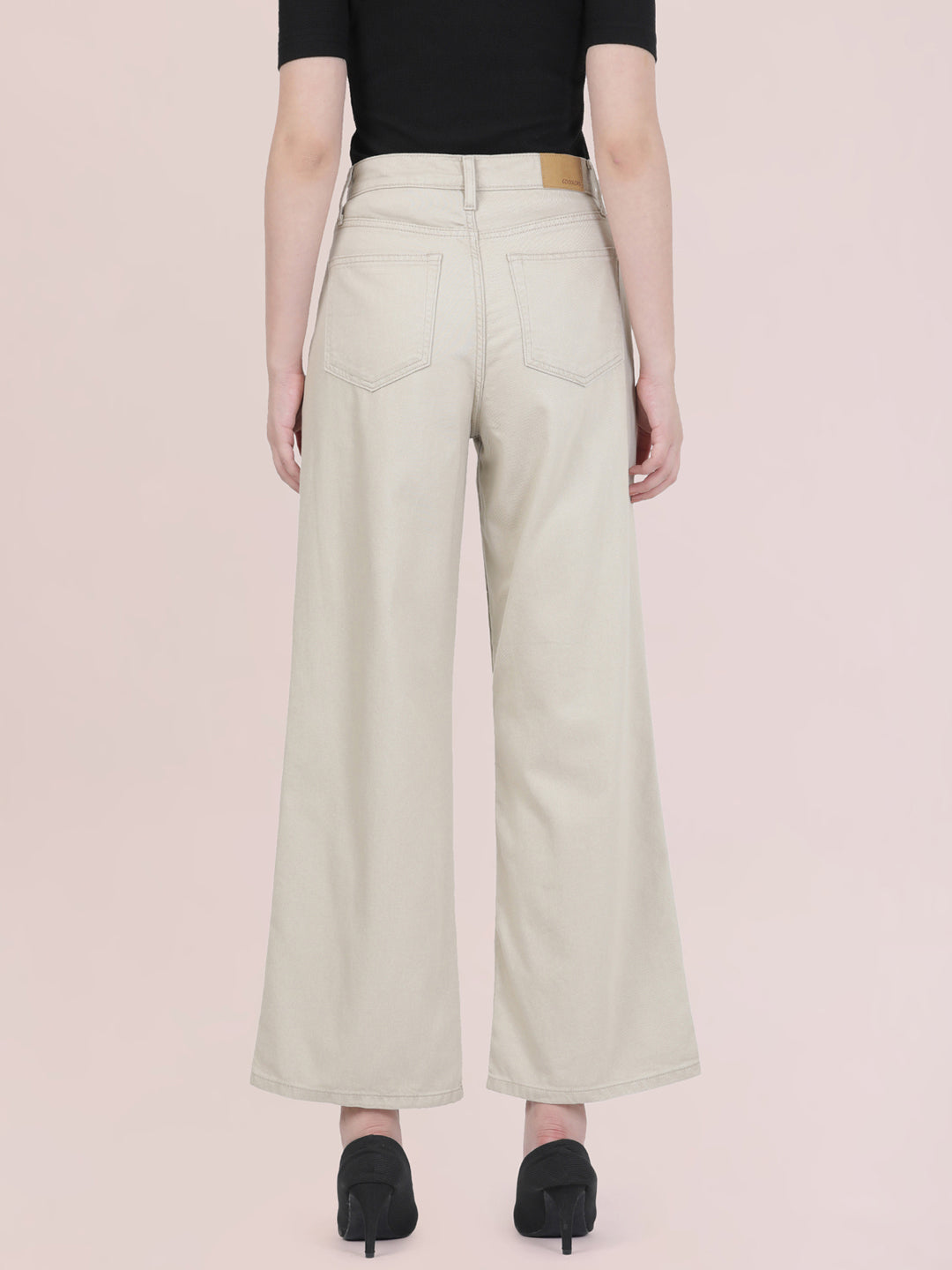 Light Beige Twill Wide Pants