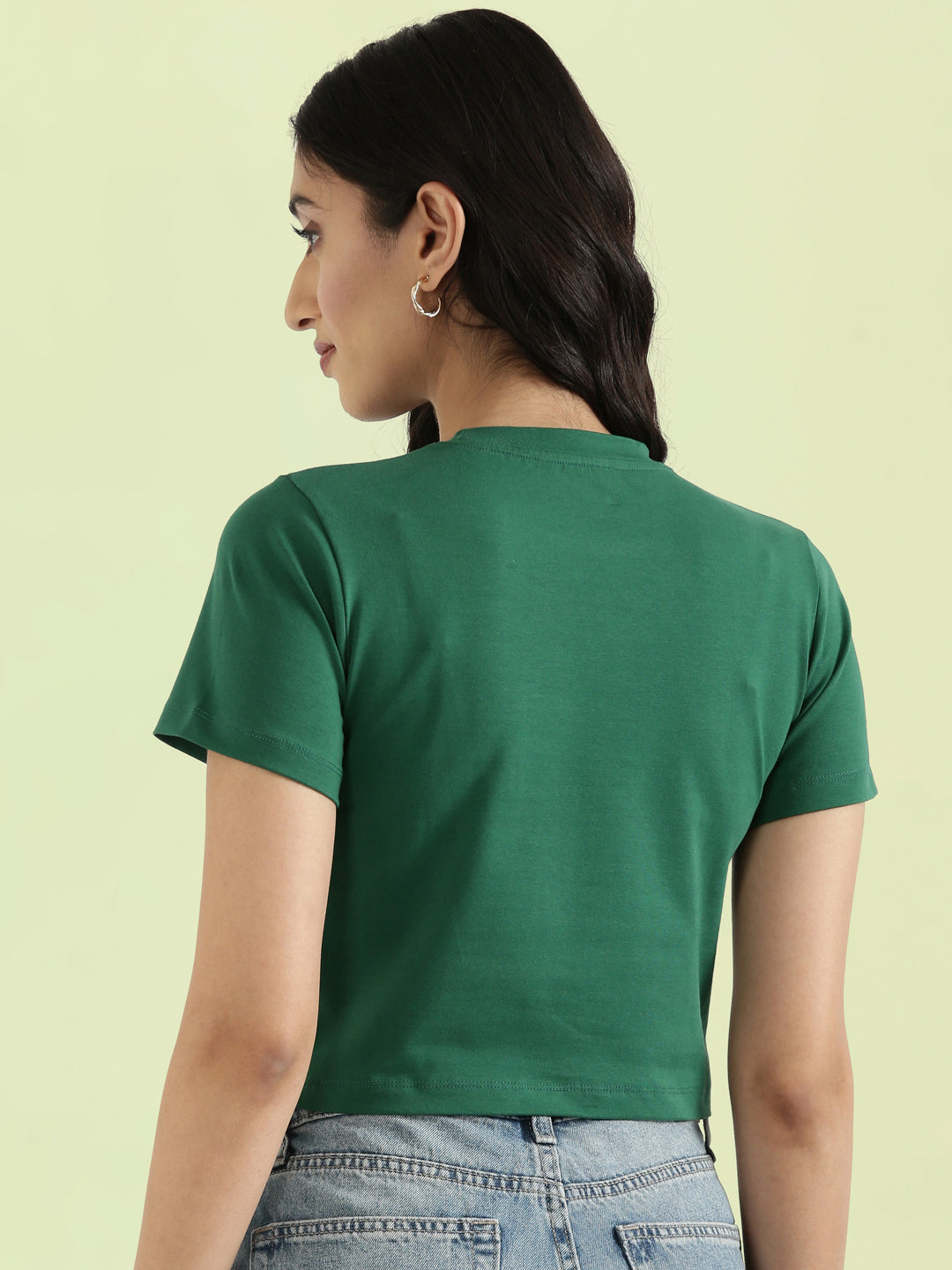 Cotton Stretch Slim Fit Cropped T-Shirt