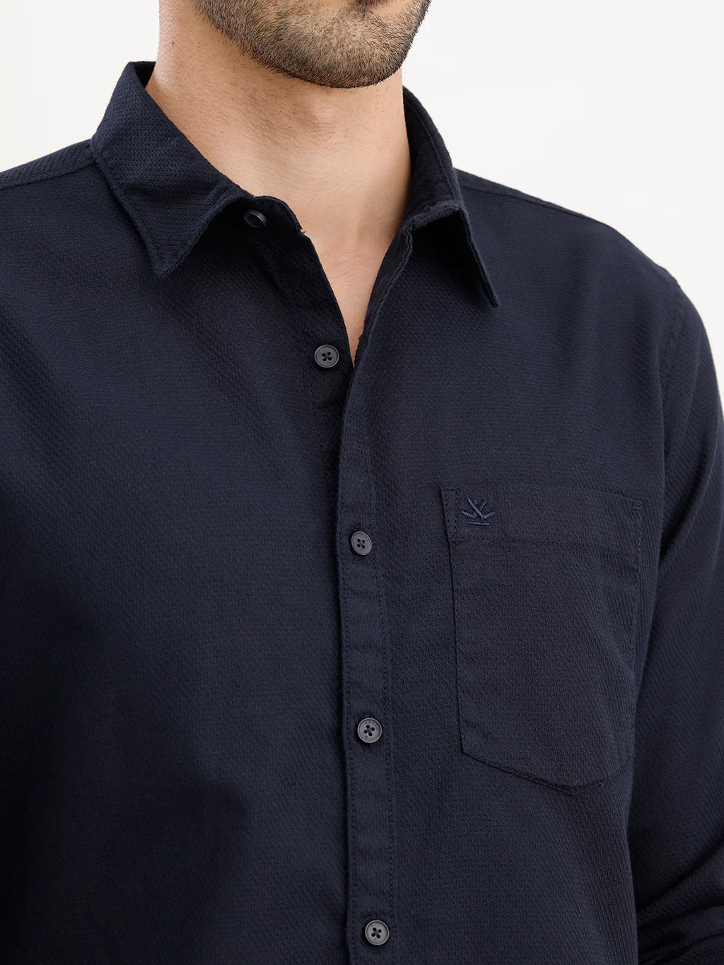 Textured Regular Fit Shirt | Navy Blue