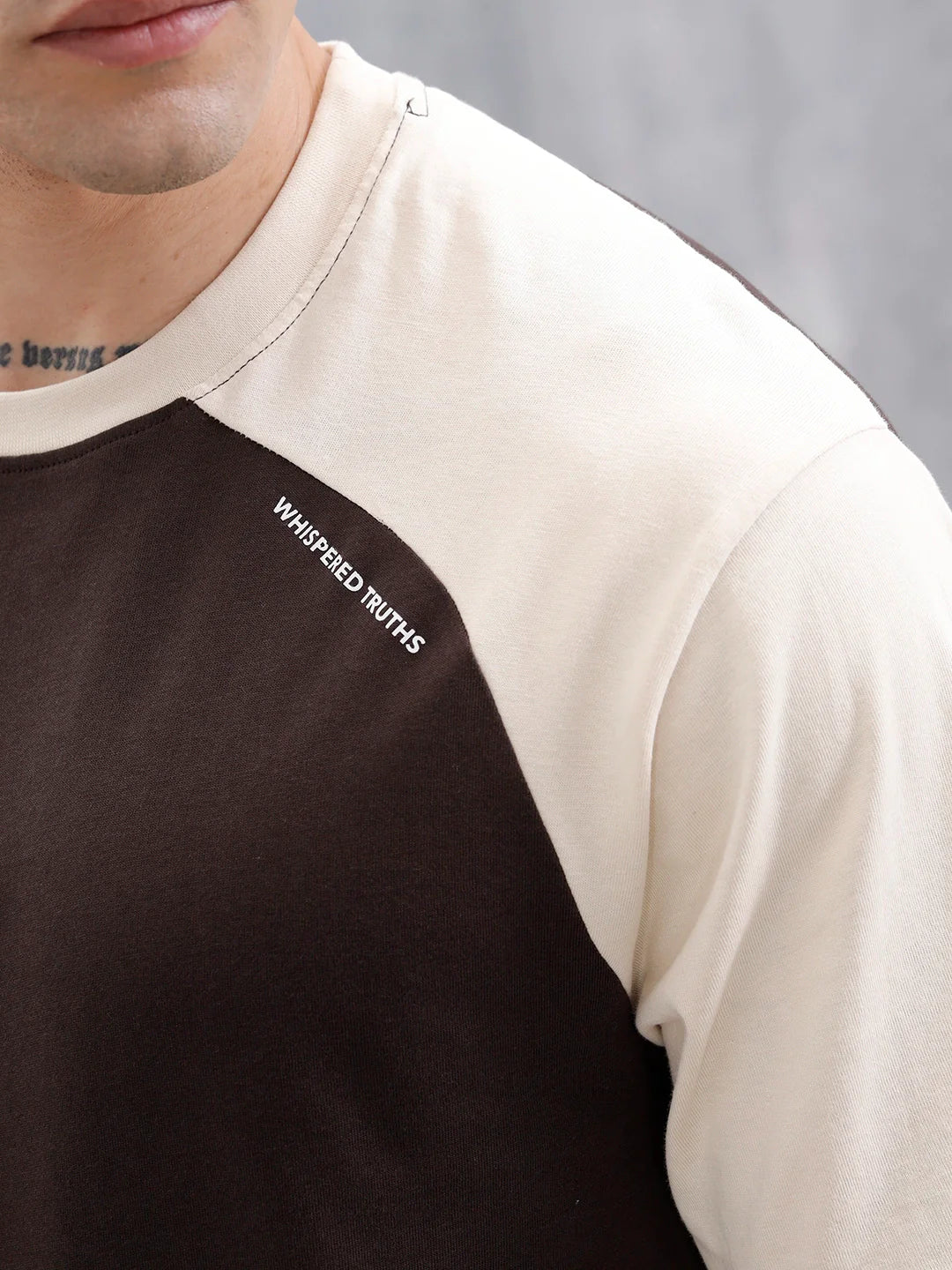 Wrogn Men's Casual Colorblocked T-Shirt  | Dark Brown