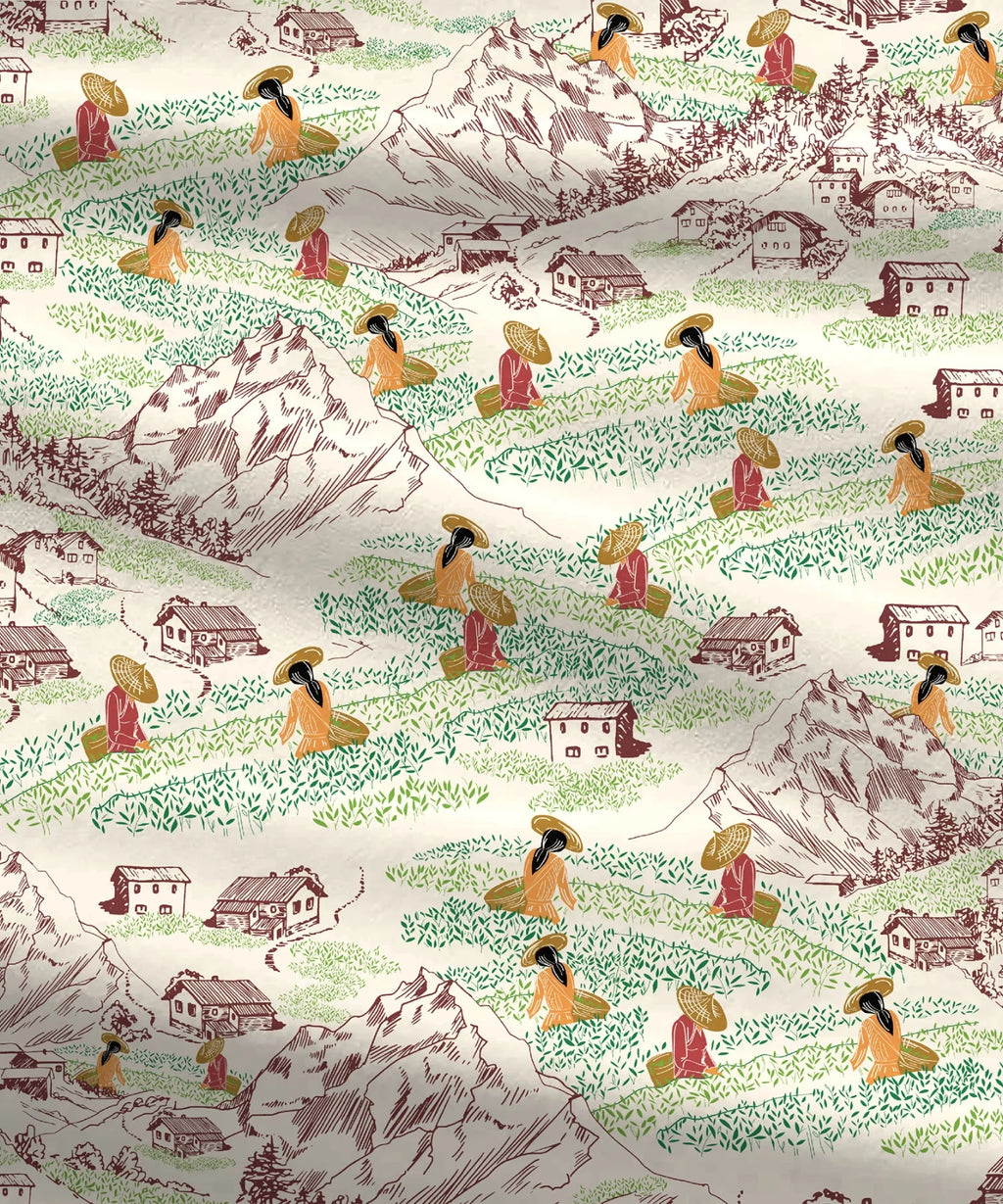 Atulaya Bharat King Bedsheet Set, Tea Heaven|144 TC Cotton|2 Pillow Covers