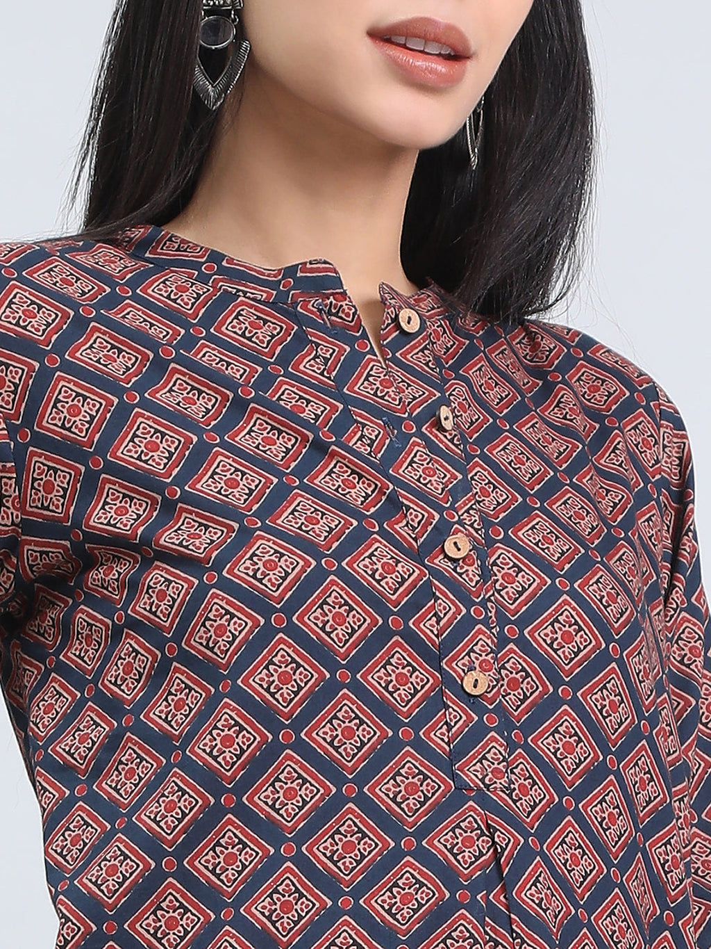 Cotton Ajrakh-Inspired Print Loose Fit Kurta