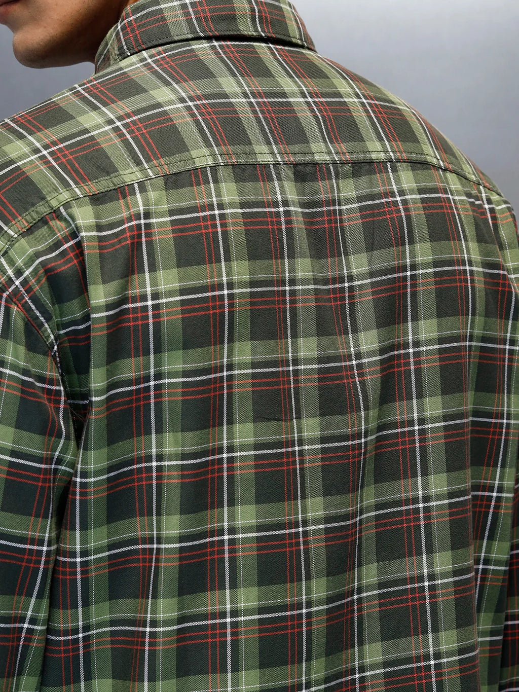 Men's Casual Oversized Fit Checkered Pattern Shirt | Green