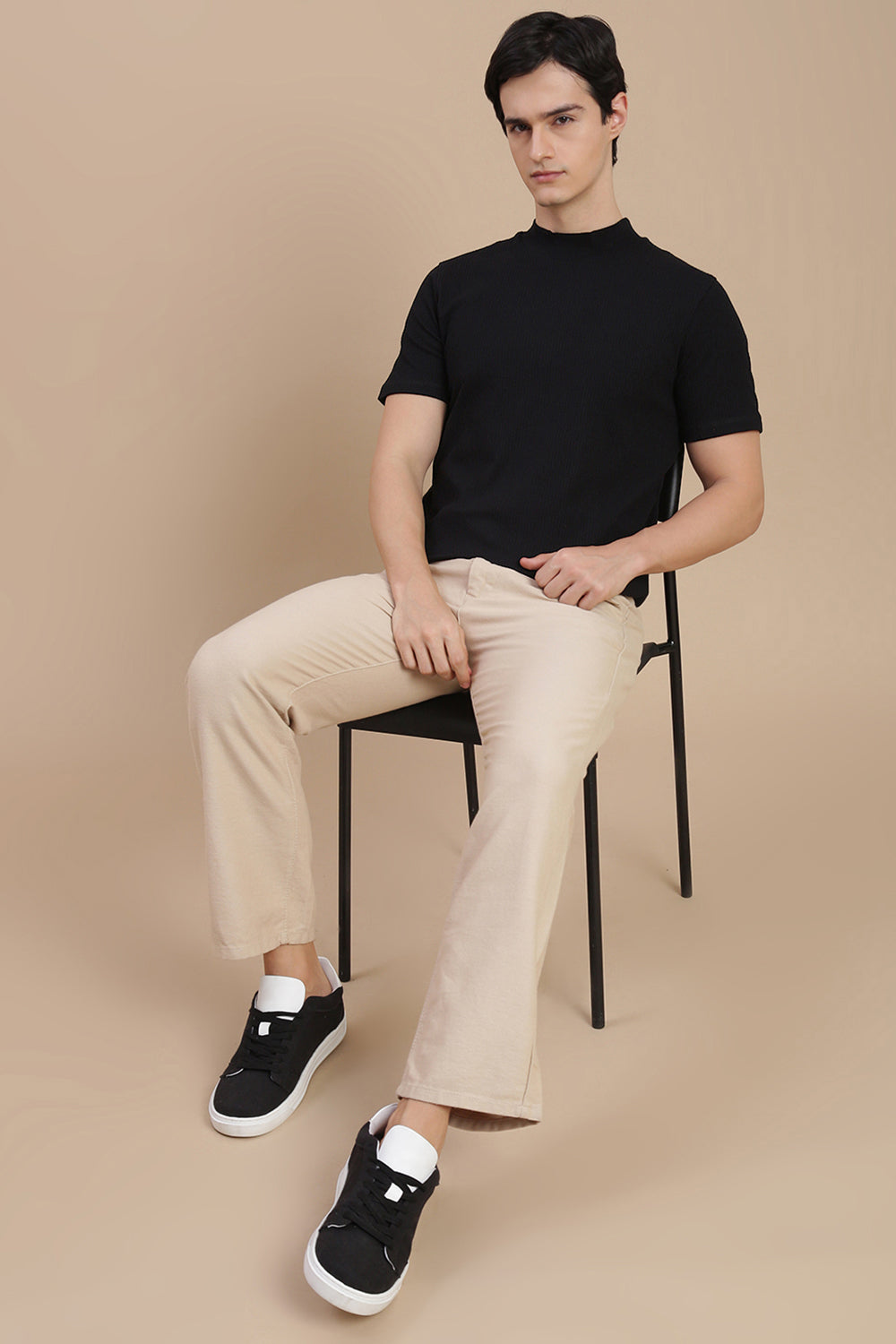 Men Black Basic Crew Neck T-Shirt