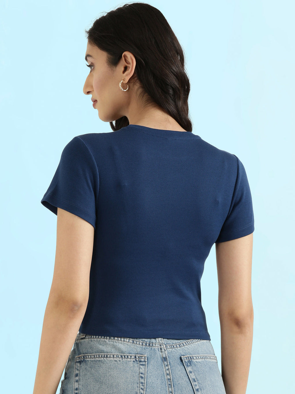 Rib Cotton Round Neck Crop Top