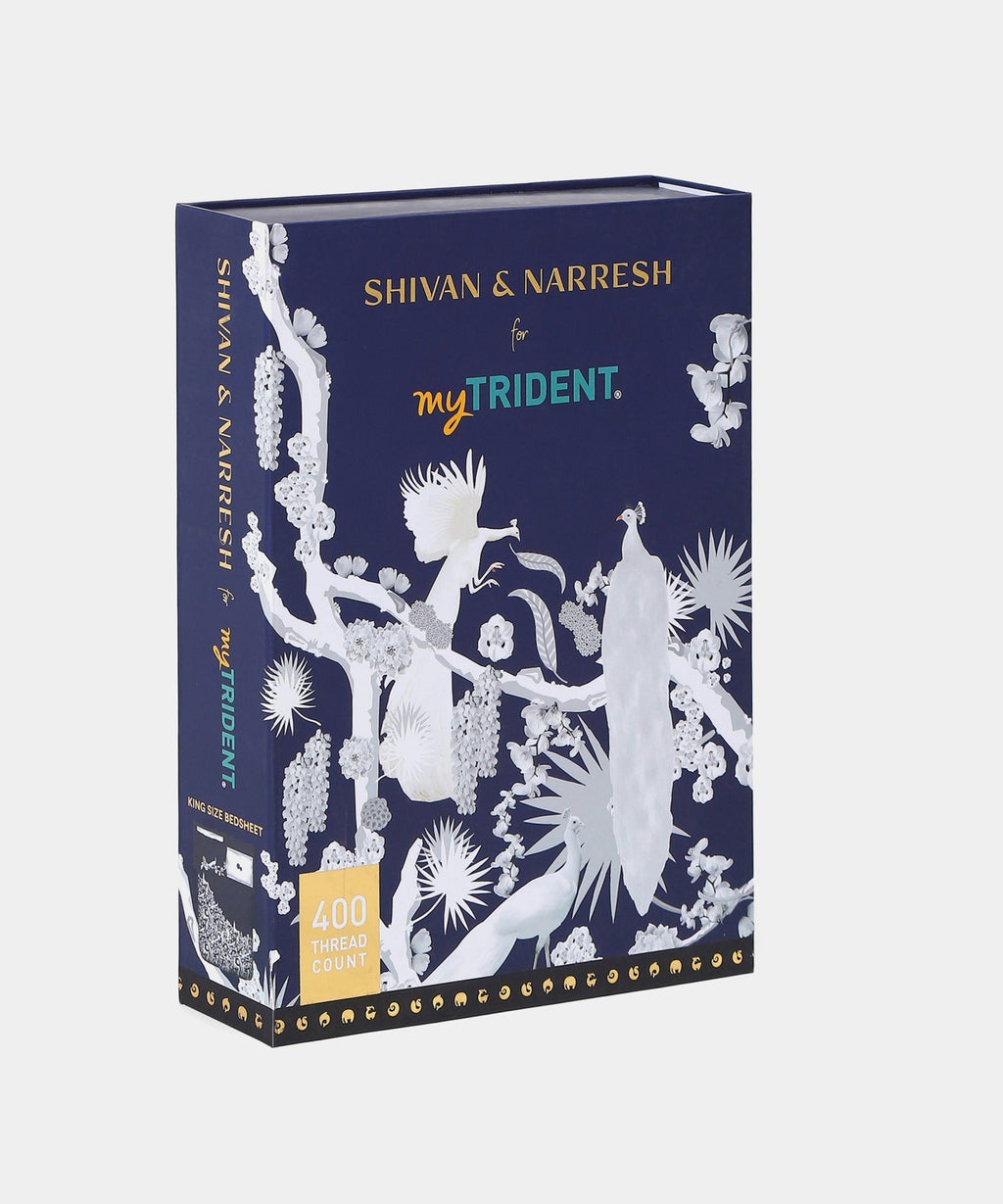 Shivan & Narresh King Bedsheet Set, Izu Juno |400TC Cotton|4 pillow covers