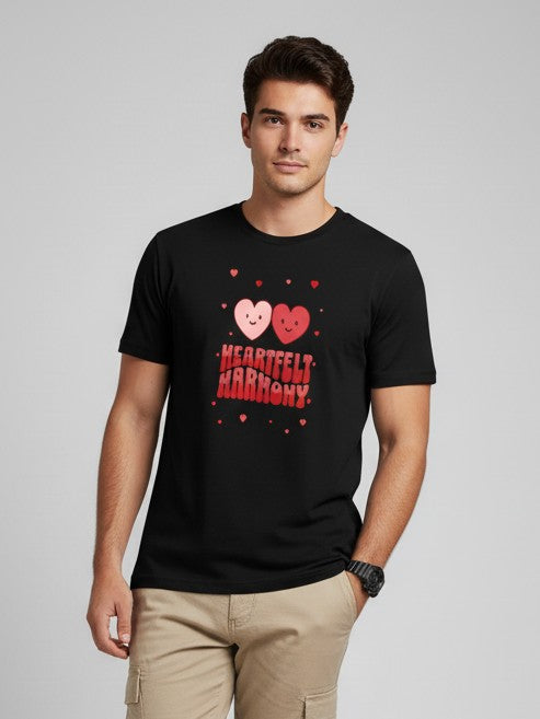 Men Printed Black Cotton Tshirt