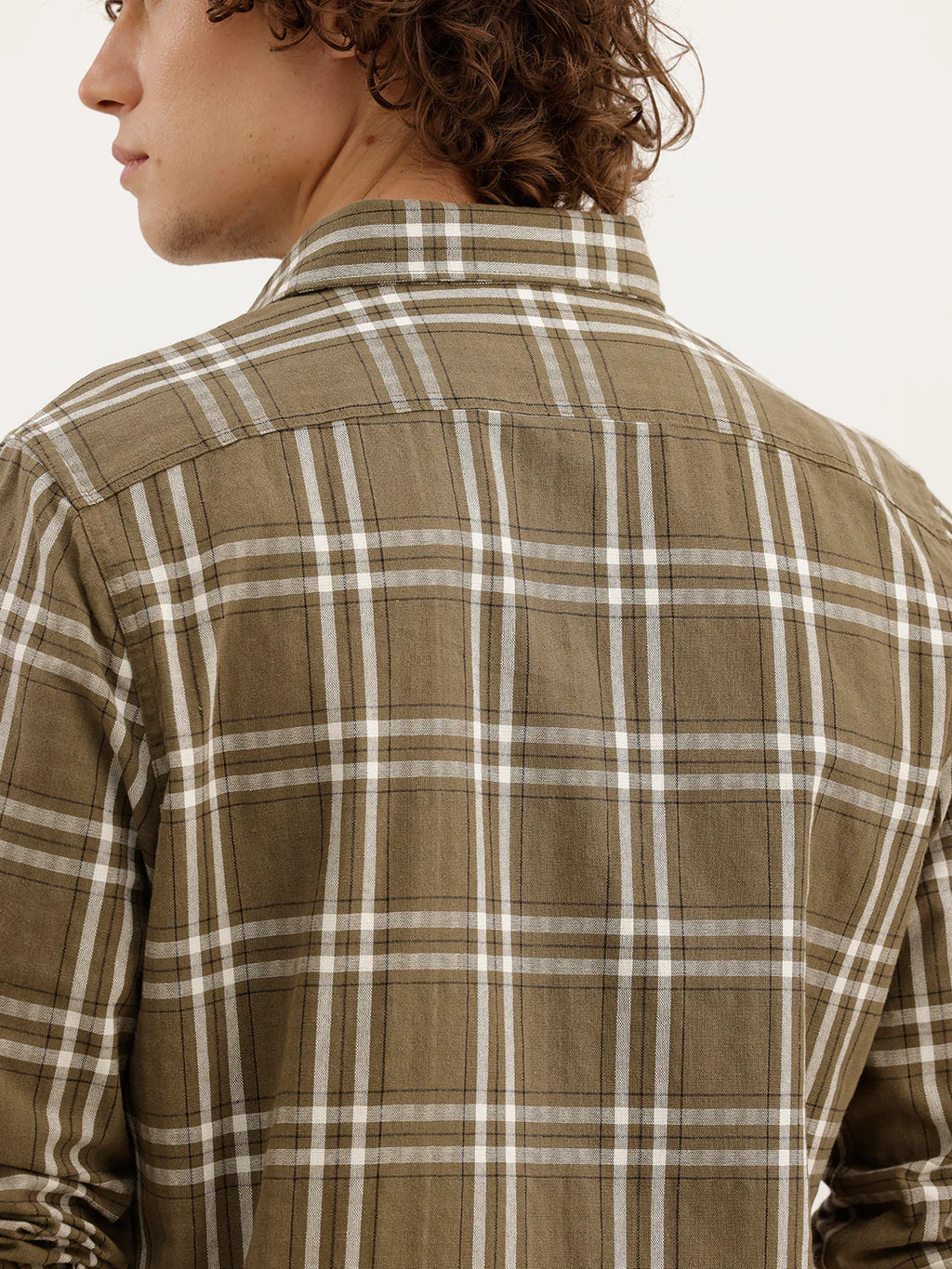Slim Fit Checkered Shirt  | Olive
