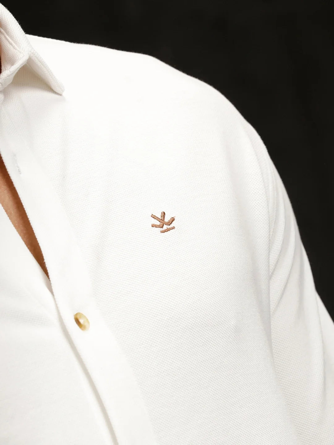 Solid Pique Knit Shirt | White