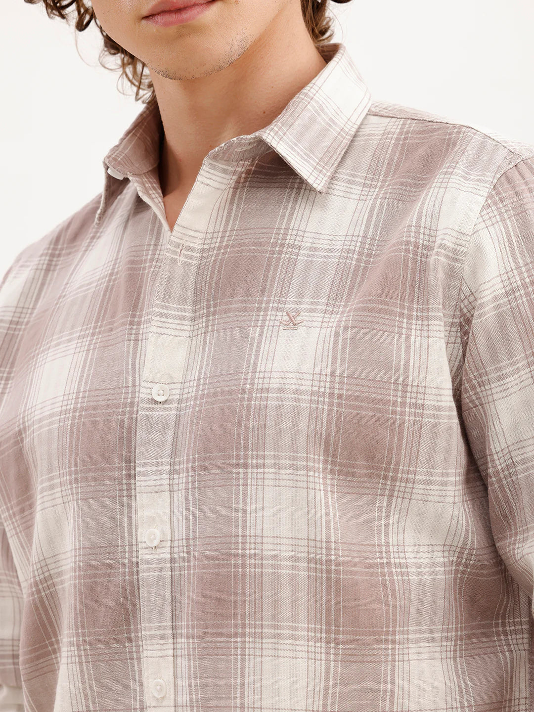 Slim Fit Checkered Shirt  | Brown