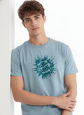 Men Cotton Ice Blue T-Shirt