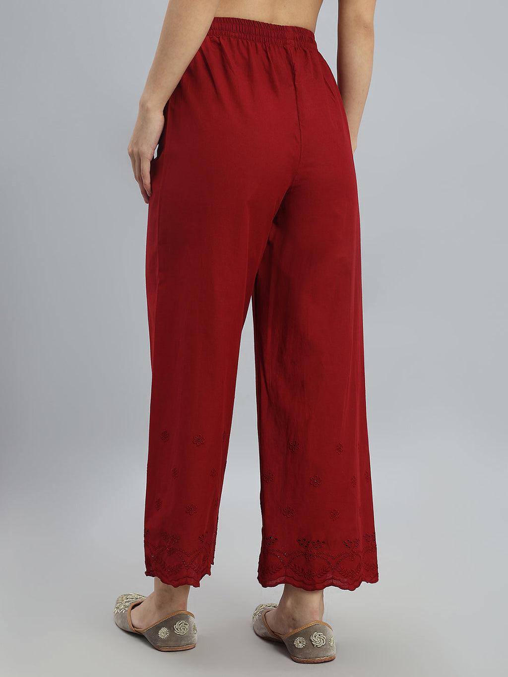 Light Maroon 100% Cotton Hakoba Wide Pant