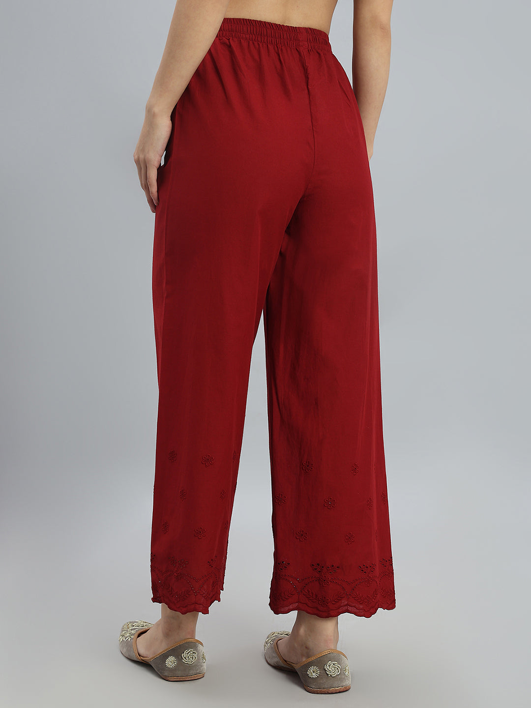 Light Maroon 100% Cotton Hakoba Wide Pant