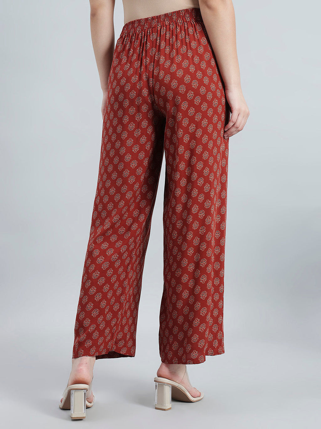 Red Woven Viscose Printed Palazzo
